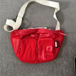Y-3 Red Belt Bag with White Strap